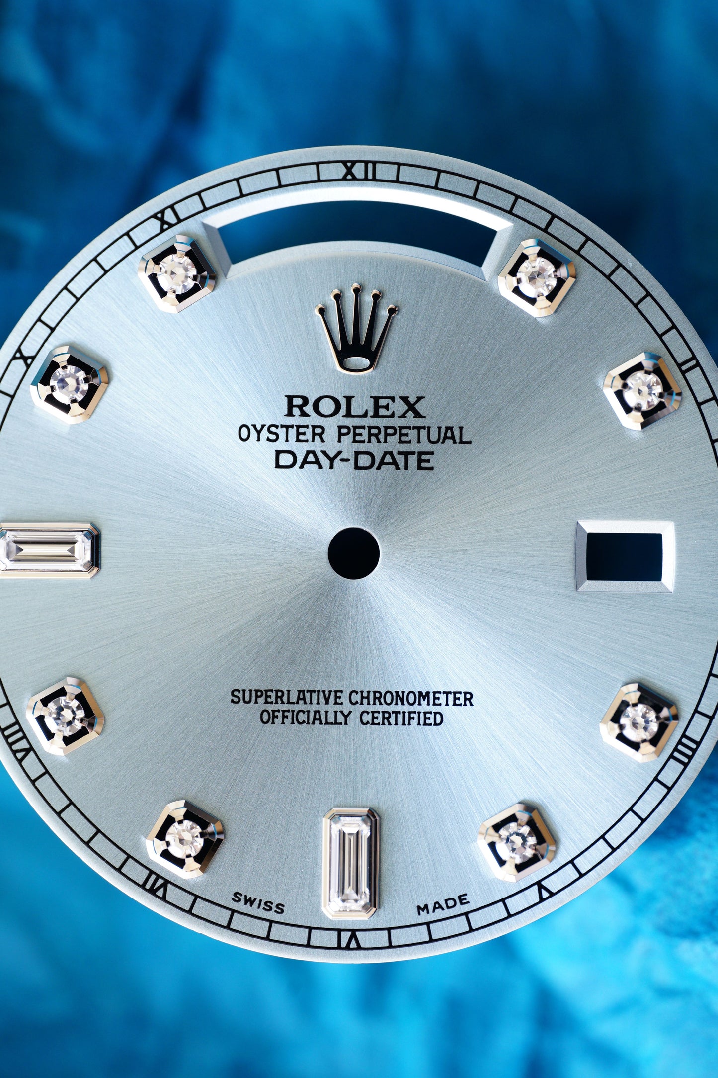 Rolex Ice Blue Baguette Diamant Zifferblatt für Day-Date II 41 mm 218206 | 218239 und andere