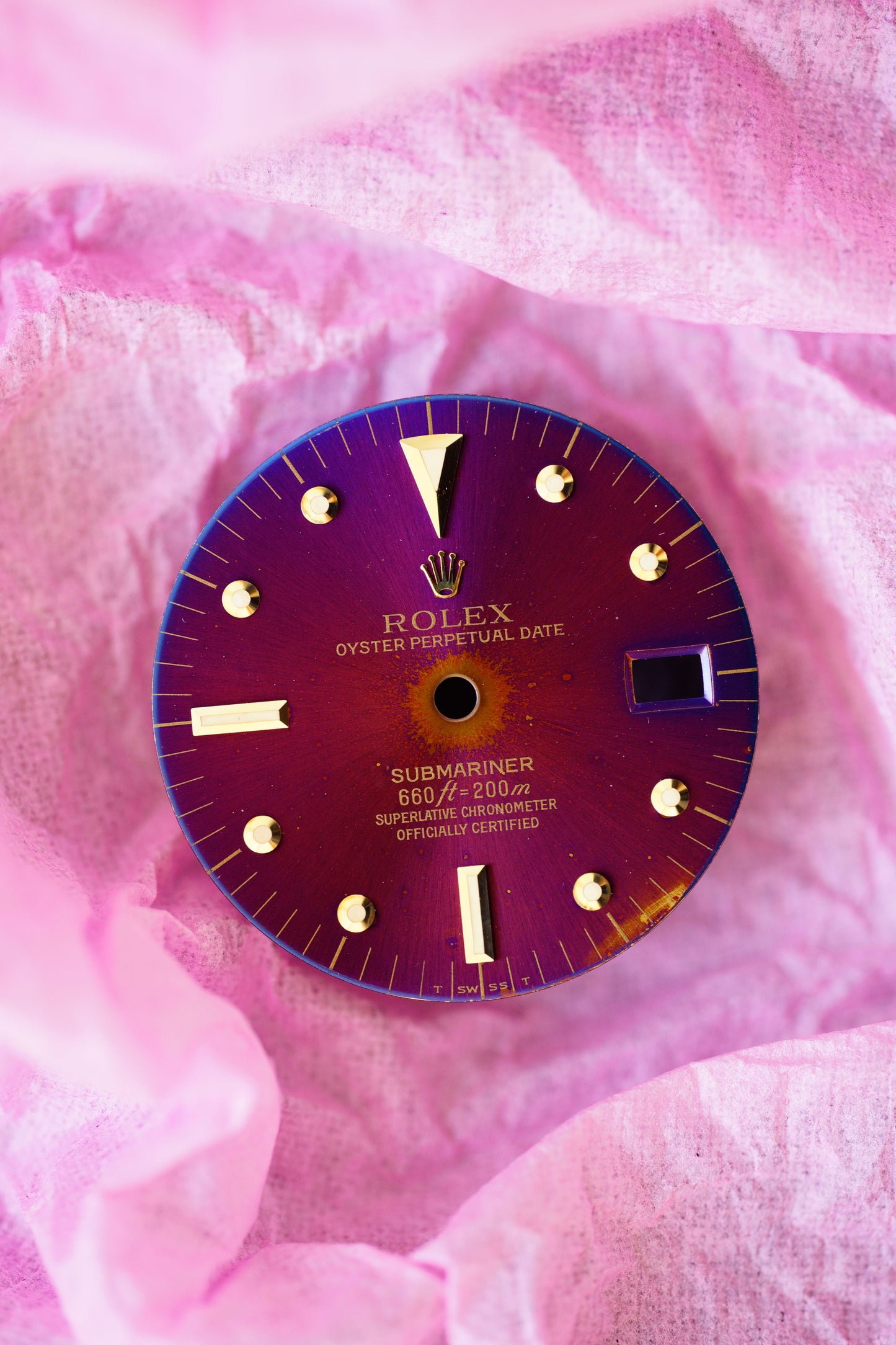 Rolex "Tropical Purple Nipple Dial" Zifferblatt für Submariner gelbgold 1680/8 Tritium