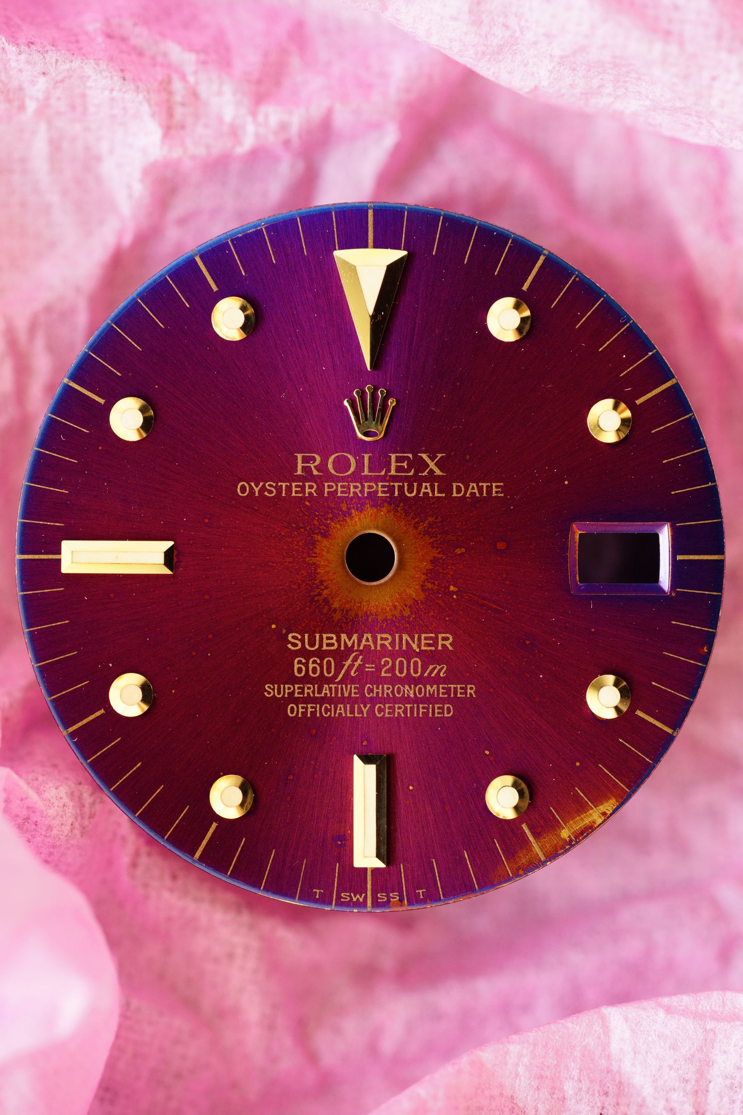 Rolex "Tropical Purple Nipple Dial" Zifferblatt für Submariner gelbgold 1680/8 Tritium