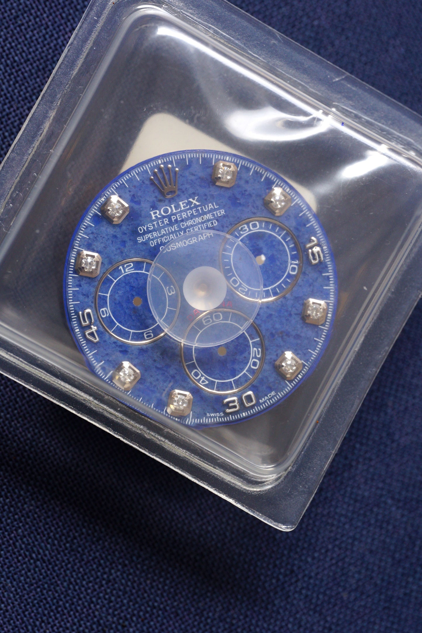 Rolex NOS Sodalite | Sodalith Diamant Zifferblatt blau für Cosmograph Daytona 116509 | 116519 im Blister