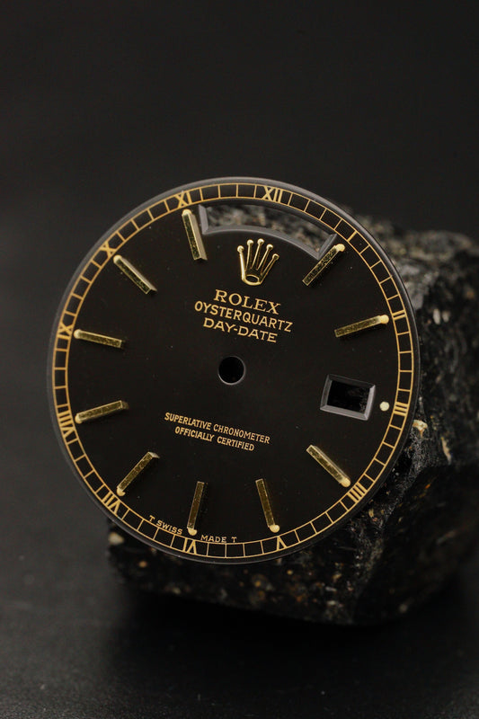 Rolex Black Dial Tritium for Oysterquartz Day-Date 36 mm 19018 | 19028 18kt yellow gold