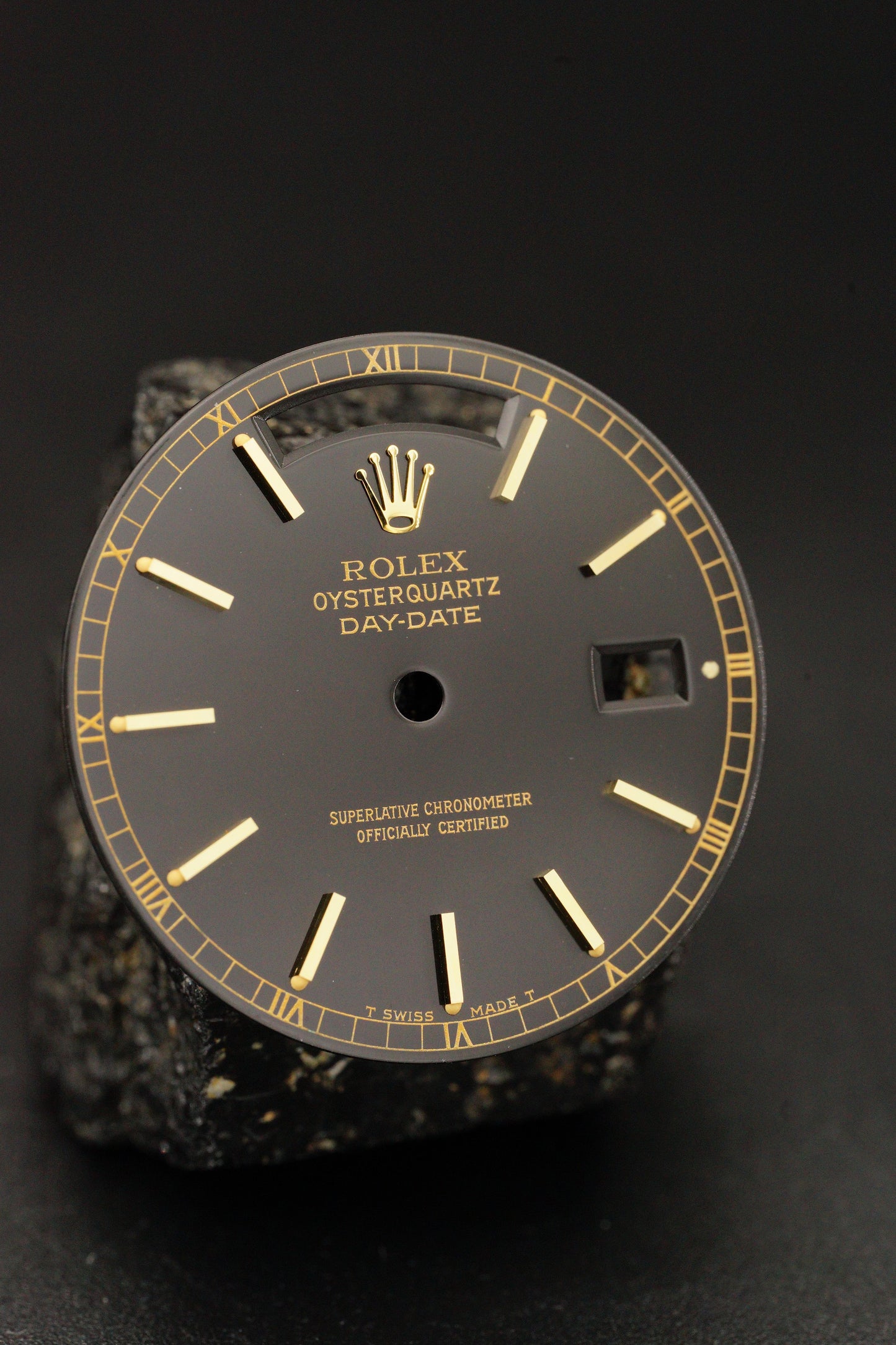 Rolex Zifferblatt schwarz Tritium für Oysterquartz Day-Date 36 mm 19018 | 19028 18kt Gelbgold