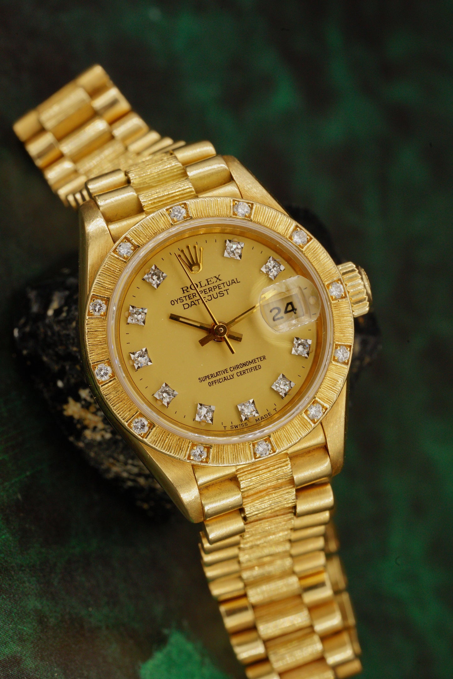 Rolex Lady Date-Just Präsident | Ref. 69288 | Diamant Blatt und Lünette | Borke