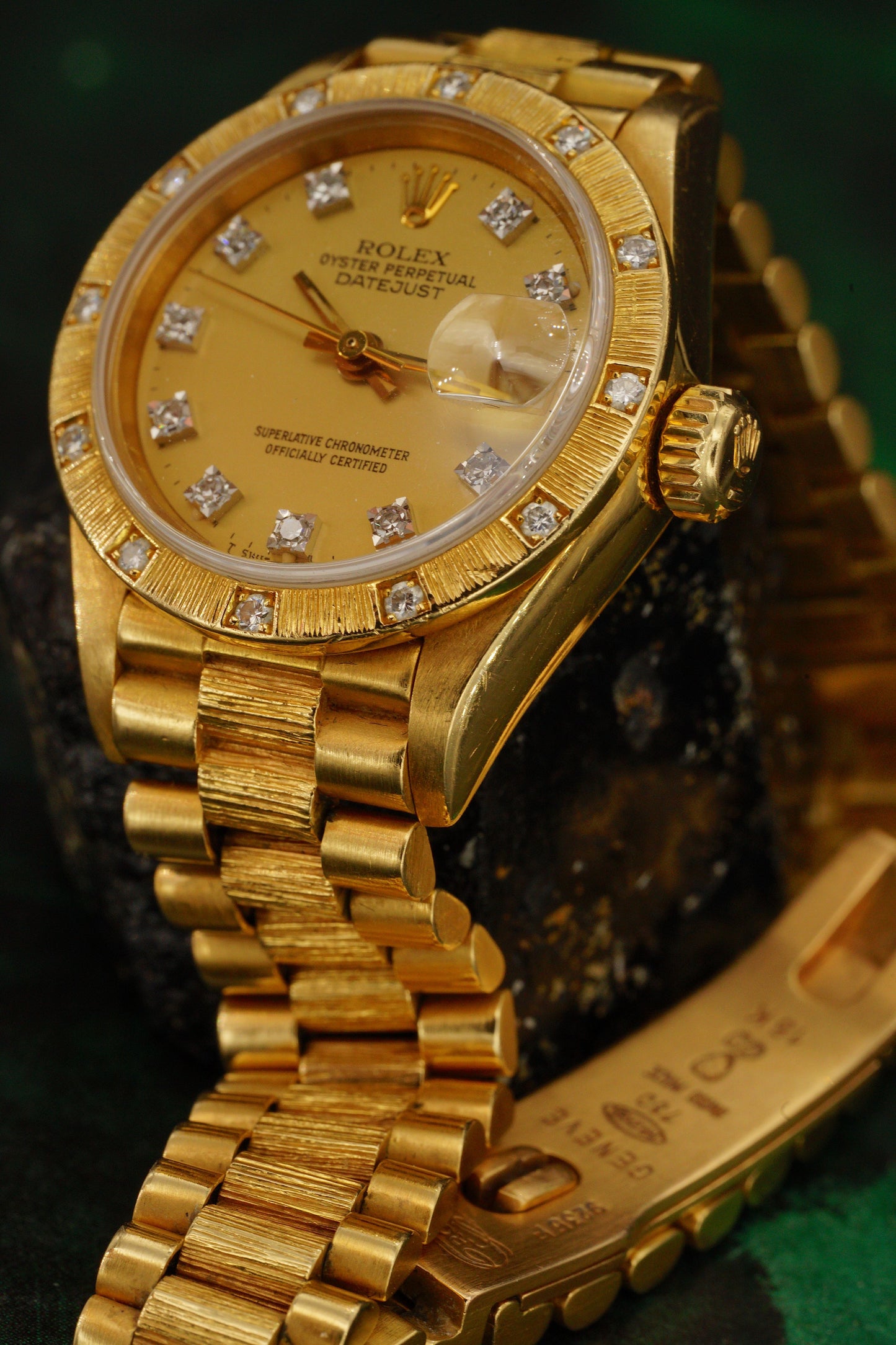 Rolex Lady Date-Just Präsident | Ref. 69288 | Diamant Blatt und Lünette | Borke