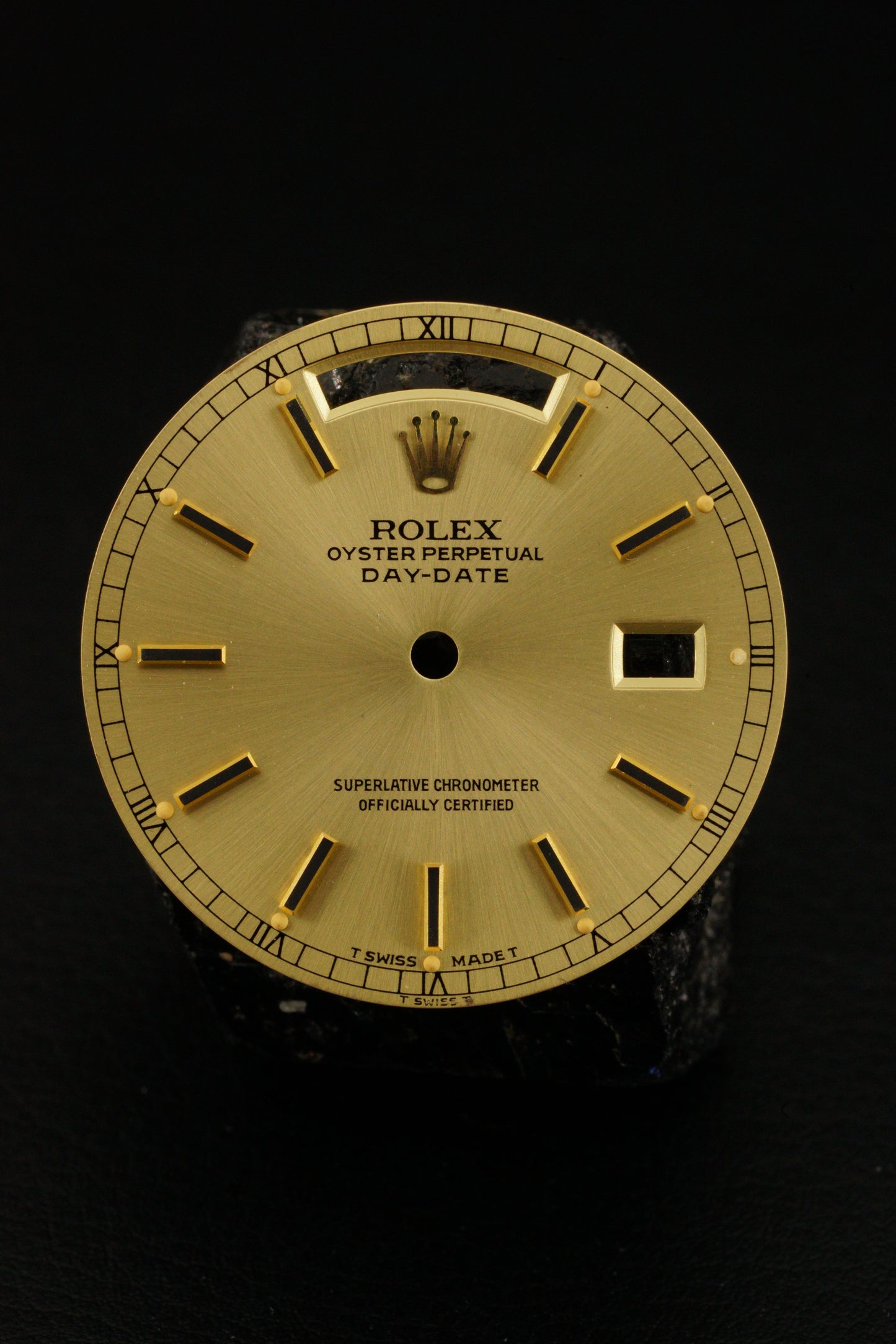Rolex "Double Swiss" gold Zifferblatt für Day-Date 36 mm 18038 Tritium schwarze Indexe