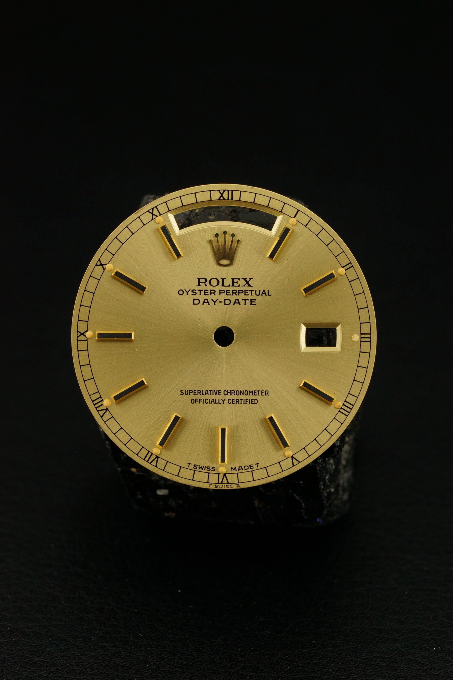 Rolex "Double Swiss" gold Zifferblatt für Day-Date 36 mm 18038 Tritium schwarze Indexe