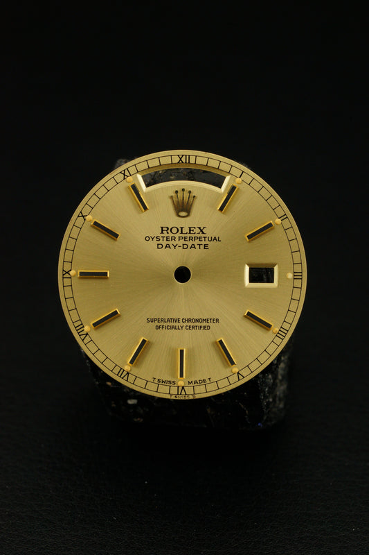 Rolex "Double Swiss" gold Dial for Day-Date 36 mm 18038 Tritium with black Index