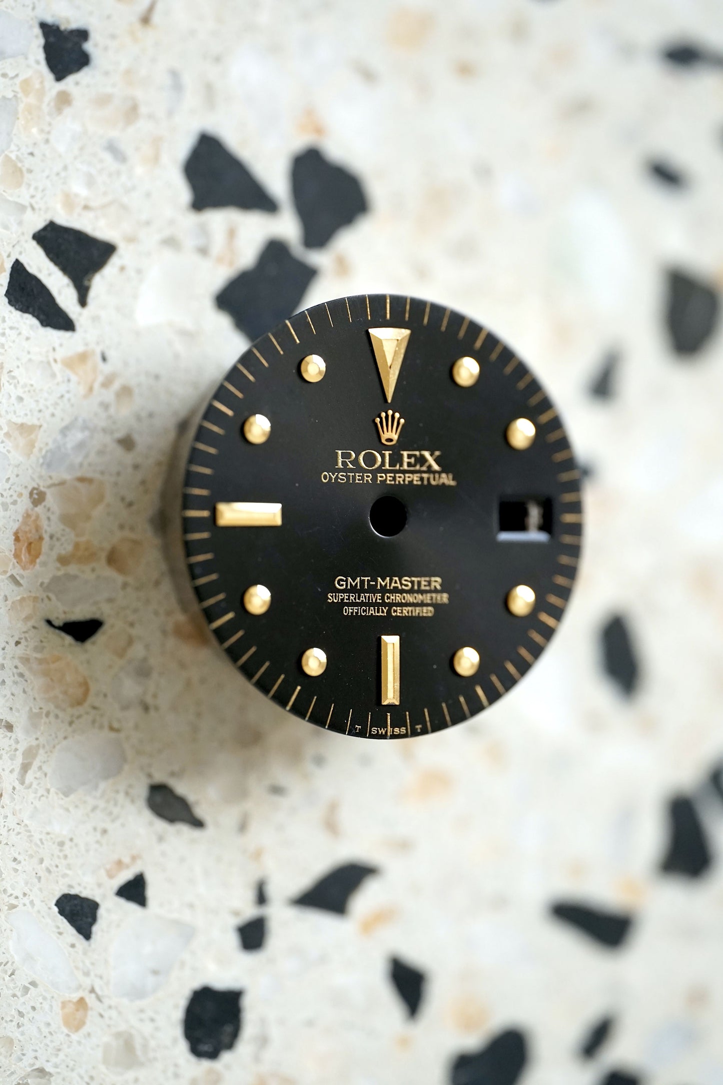 Rolex "Nipple Dial" Zifferblatt schwarz für GMT-Master 1675/8 & 1675/3 Tritium